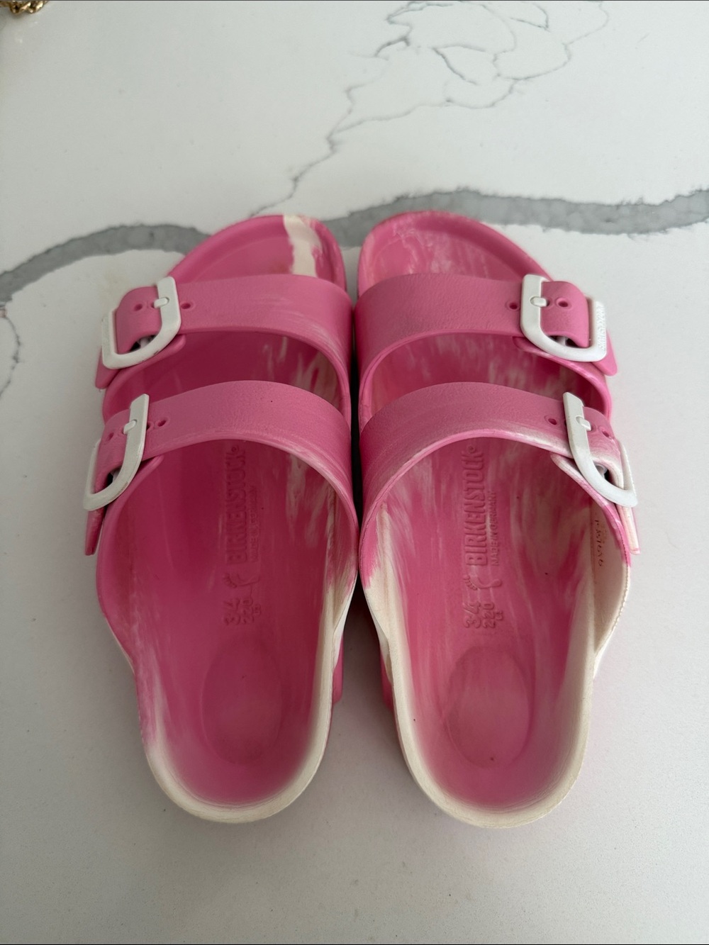 Birkenstock Pink White Kids EVA Arizona Sandals